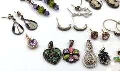 Group lot of Vintage 925 sterling silver earrings and charms