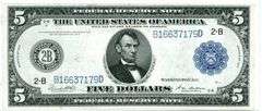 Crisp Uncirculated 1914 Series Large Size $5 Federal Reserve Note (2-B)