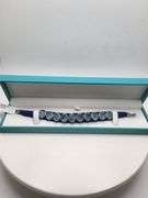 New! +40 ctw all natural aquamarine hand carved and 1.17ct diamond  weaved on fabric bracelet