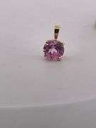CERTIFIED 14K YELLOW GOLD PINK SAPPHIRE PENDANT