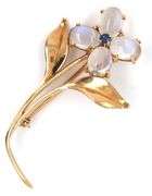Fun 14K YG and Moonstone Flower Brooch