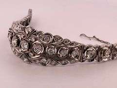 CERTIFIED WHITE GOLD DIAMOND VITAGE / ANTIQUE DIAMOND BRACELET
