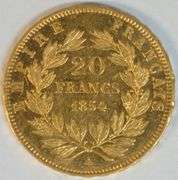 Real flashy high end 1854-A Napoleon French 20 Francs Gold Piece.