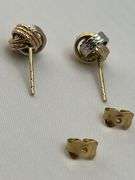 14KT Tri Color Gold Love Knot Stud Earrings