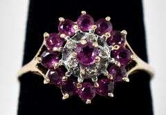 Pretty 10K Yellow Gold Ruby Gemstone Ring with Diamond Accents