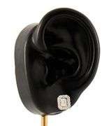 New 0.87ctw Emerald and Round Cut Diamond Frame Stud Earrings in 14K