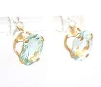 14kt Yellow gold 2ctw oval aquamarine stud earrings