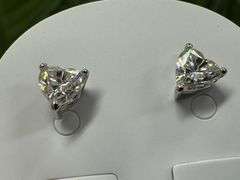 Rhodium Plated 925 Sterling Silver Moissanite Stone Heart Earring