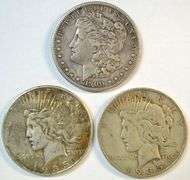 3 Better date Silver Dollars: 1900-S Morgan, 1935 & 1935-S Peace Silver Dollars