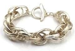 925 Sterling silver high polished and satin link bracelet