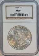 Blazing basically Gem BU 1883-P Morgan Silver Dollar. NGC MS64