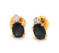 10kt Yellow gold sapphire and diamond stud