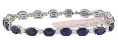 New 16.52ctw Oval Sapphire and 1.55ctw Diamond Tennis Bracelet in 14K
