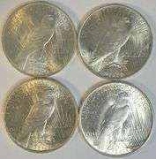 BU 1922, 1923, 1924, & 1925 Peace Silver Dollars. Flashy
