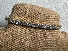 Gold Plated 925 Sterling Silver Round Clear CZ Link Chain Bracelet 5mm New 8"