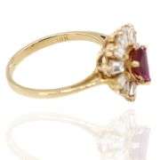 18K(750) Yellow Gold Natural Diamond Ballerina Ruby Ring