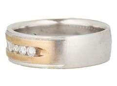 Gents 0.45ctw Diamond Channel Set Two Tone Band Ring in 14K
