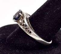 Blue Sapphire and CZ Gemstone Ring in Sterling Silver
