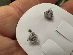 Rhodium Plated 925 Sterling Silver Moissanite Stone Heart Earring