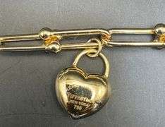 Tiffany & Co 18K Yellow Gold Horseshoe with Heart Charm Bracelet