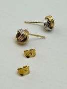 14KT Tri Color Gold Love Knot Stud Earrings
