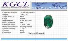 Huge Certified 1460 Ct Museum Size Natural Emerald
