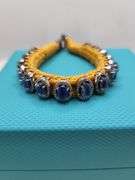 New! +10 ctw all natural topaz and diamond weaved on fabric bracelet