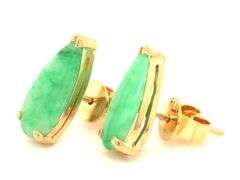 18kt Yellow gold pear green Jade earrings