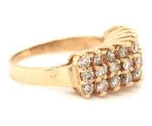 14kt Yellow gold 0.50ctw 3 row diamond ring