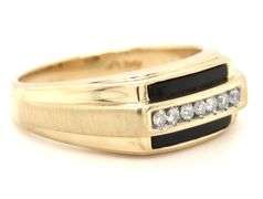 10kt Yellow gold channel set diamond and black onyx Gent's ring