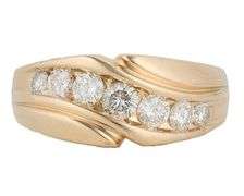 Gents 1.15ctw Round Graduated Diamond Channel Set Band Ring in 14K