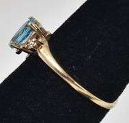 Pretty 10K Yellow Gold Blue Topaz Gemstone and Diamond Ring