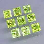 Princess cut! Untreated! 6.36ct Peridot set