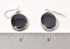 Black Onyx Dangle Earrings in Sterling Silver