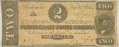 $2 Circulated Feb 17 1864 Series Confederate States Note