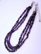 925 Sterling Silver Jay King DTR Three Strand Amethyst Beads Necklace