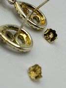 925 Sterling Silver Tear Drop Two Tone Openwork Crystal Pave earrings