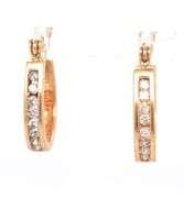 Useful 14K YG Hoop Earrings with Channel Set Diamonds