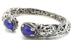 Carolyn Pollack Vintage Lapis doublet filgree hinged bangle bracelet