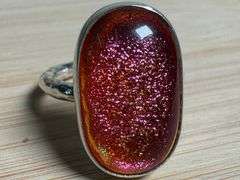 Sterling Silver 925 One of a Kind Dichroic Glass Ring Size 7