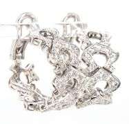 18kt White gold 1.65ctw pave diamond fancy wide hoop earrings