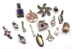 Group lot of Vintage 925 sterling silver pendants