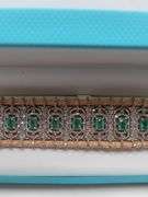 New! +10 ctw all natural emerald and diamond  weaved on fabric bracelet