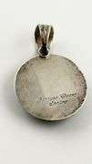 925 Sterling Silver Signed Bernyse Chaves Navajo Turquoise Round Pendant