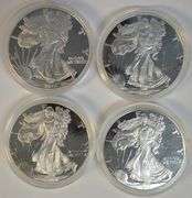 4 Gem Cameo Proof $1 Silver Eagles in original capsules