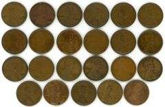 23 Different Lincoln Wheat Cents: 1909-1933-D