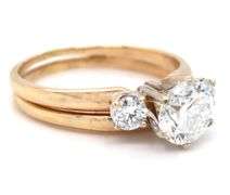 14kt Yellow gold 1.06ct Enhanced and 0.20ctw side diamond engagement set ring