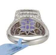 New 7.03ct Cushion Tanzanite and 2.43ctw Pave Diamond Frame Ring in 14K