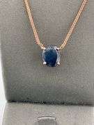 CERTIFIED 14K ROSE GOLD NECKLACE WITH NATURAL SAPPHIRE
