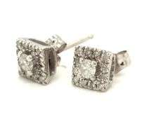 14kt White gold diamond cluster earrings